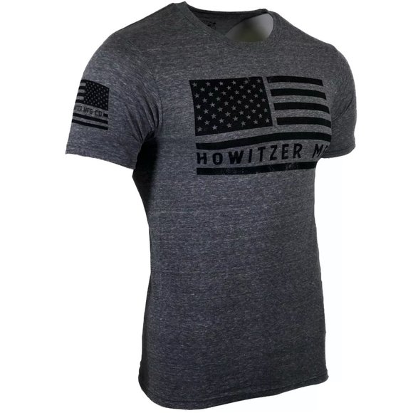 Howitzer Style Men's T-Shirt BOLD FLAG Gray Milita - Picture 2 of 11